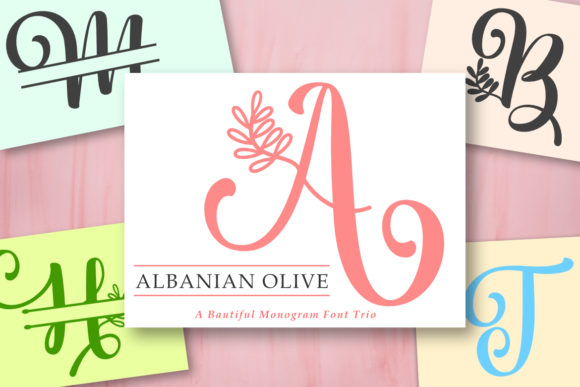Albanian Olive Monogram: Elegant Handwritten Style